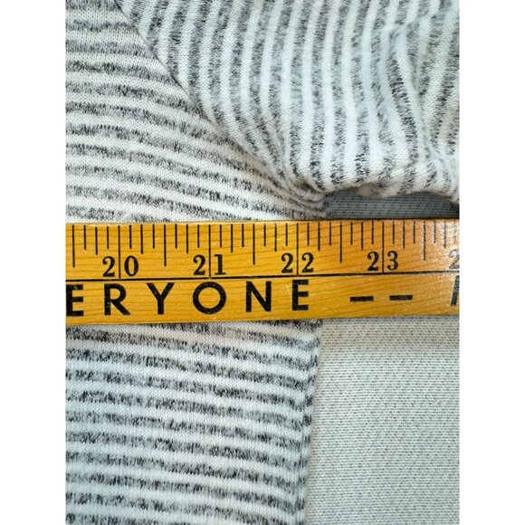 Chicos Womens Knitted Sweater Size 2 Gray Striped Pullover Lace Up Long Sleeves - Picture 9 of 14